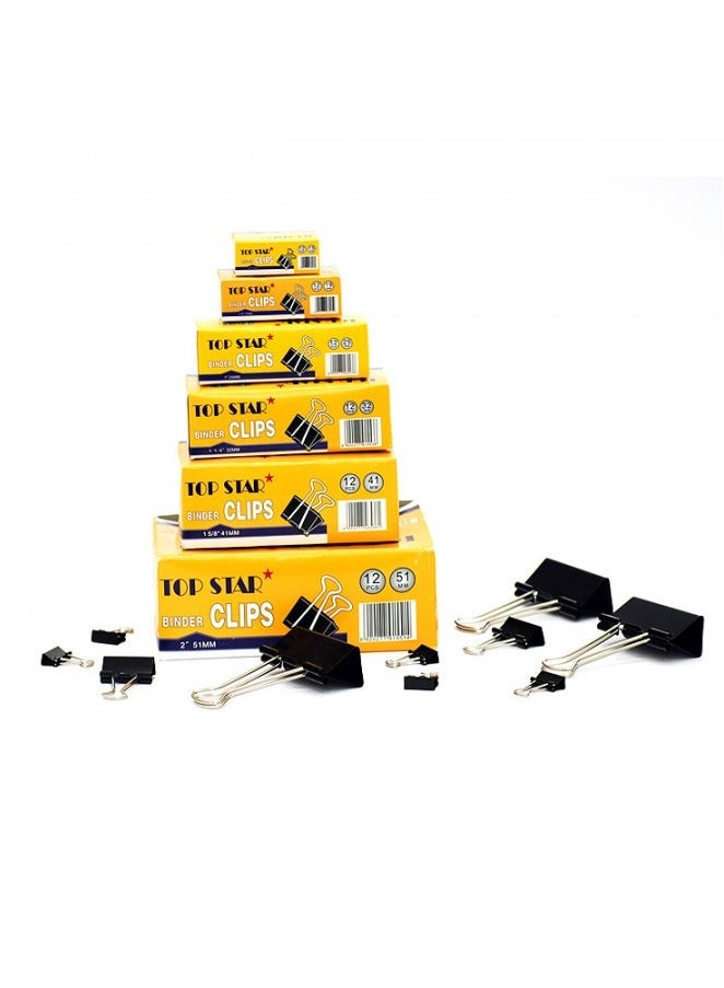 توب ستار 12 قطعة مشبك ورق 32 مم أسود - Image 3