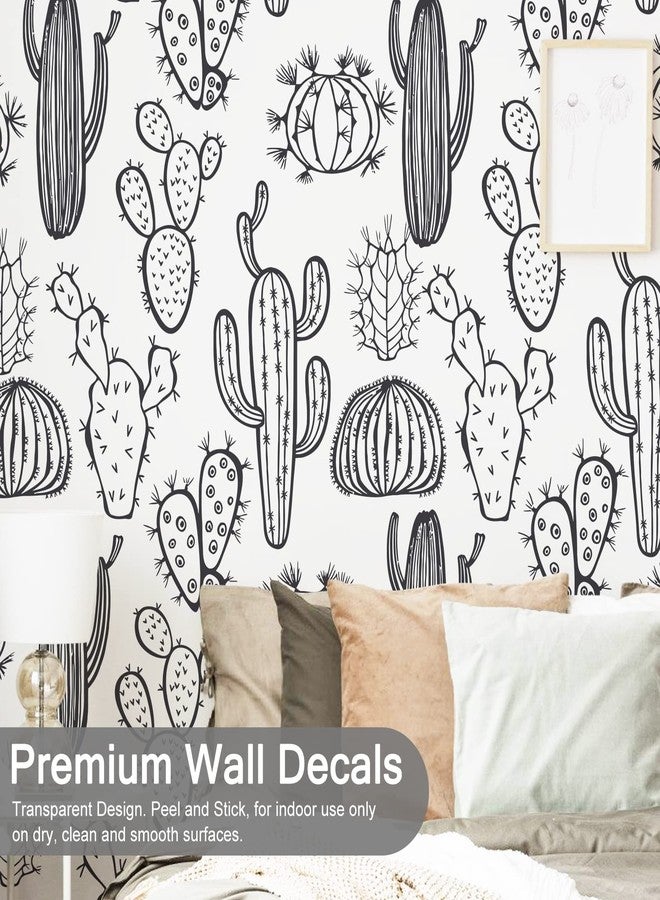iinuu Cactus Wall Stickers for Nursery, Vinyl Black Cactus Wall Decals Peel and Stick, Realistic Vinyl Cactus Wall Stickers for Bedroom Living Room Office Classroom - Image 2