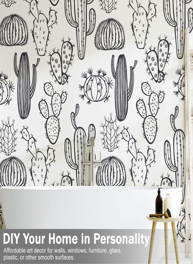 iinuu Cactus Wall Stickers for Nursery, Vinyl Black Cactus Wall Decals Peel and Stick, Realistic Vinyl Cactus Wall Stickers for Bedroom Living Room Office Classroom - Image 5