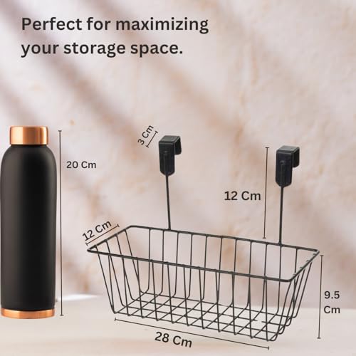 Go Hooked Hanging Storage Basket, Cabinet Door Organiser, Over Door Kitchen Cabinet Storage Basket Rack Holder Hanging Organiser Durable Construction Space Saving Pack of 2 - Image 3