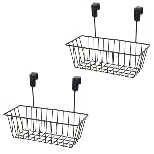 Go Hooked Hanging Storage Basket, Cabinet Door Organiser, Over Door Kitchen Cabinet Storage Basket Rack Holder Hanging Organiser Durable Construction Space Saving Pack of 2 - Image 1