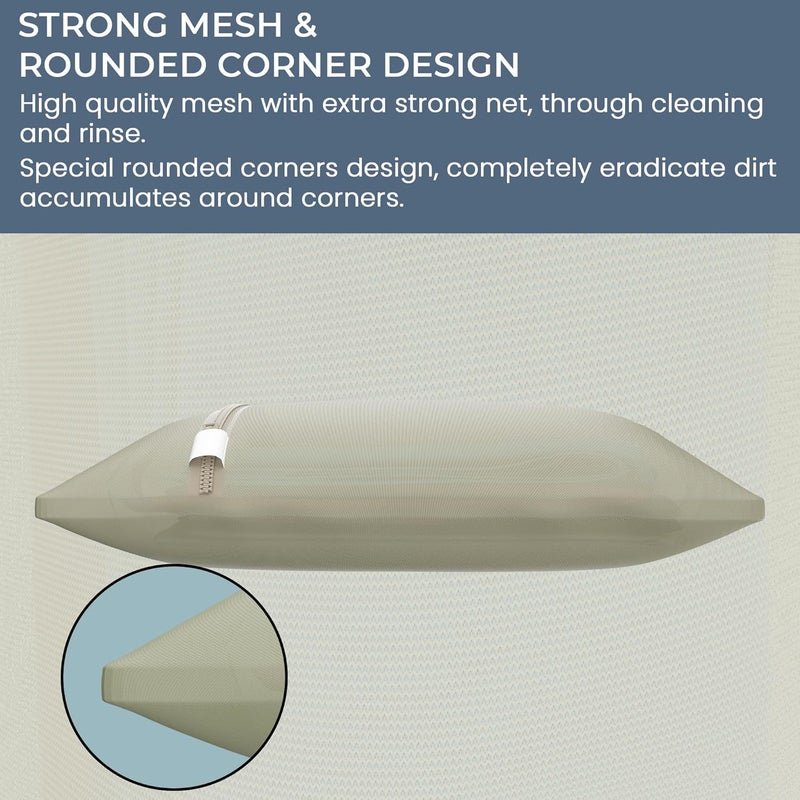 Kuber Industries Set of 15 Polyester Mesh Laundry Bag with Zip Reusable Washing Bags for Washing Machine Ideal for Delicate Fabrics Lingerie Shoes Protection YZ2BG Plain Beige - Image 4