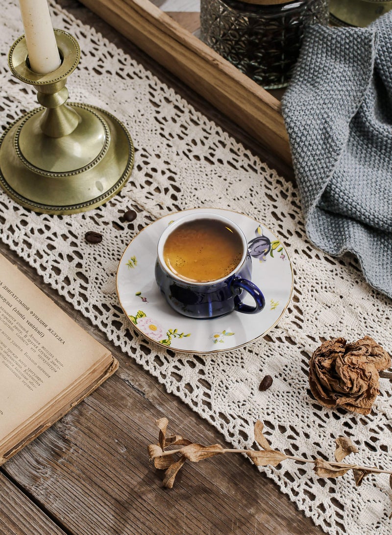 Shuer Ceramic Coffee cup, Espresso cup，Arabic coffee cup，Turkish coffee cup, Cup and Saucer Set Suitable for Home Office Restaurant Gifts Garden Party Home Afternoon Tea Set - Image 2