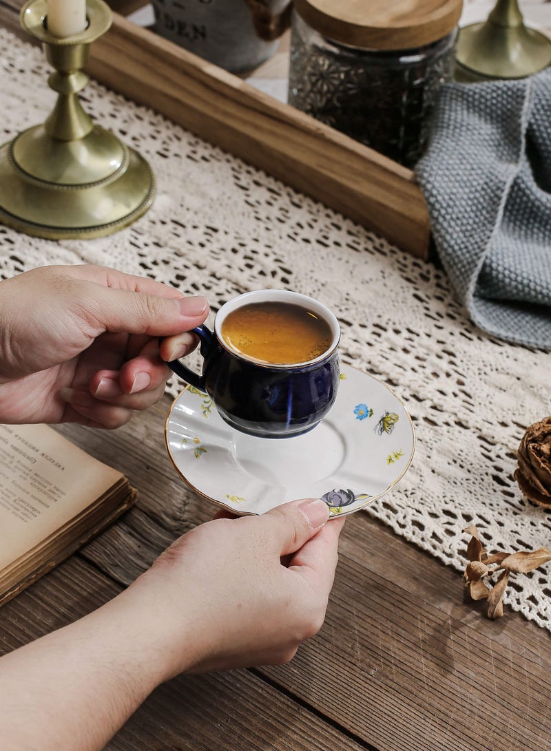 Shuer Ceramic Coffee cup, Espresso cup，Arabic coffee cup，Turkish coffee cup, Cup and Saucer Set Suitable for Home Office Restaurant Gifts Garden Party Home Afternoon Tea Set - Image 3