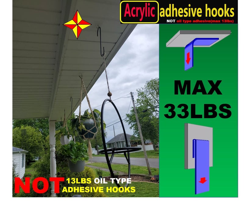 QUALIALL 33lbs Adhesive Sticky Hooks for Hanging on Wall or Ceiling, Heavy Duty, Traceless, No Damage(10pcs) - Image 2