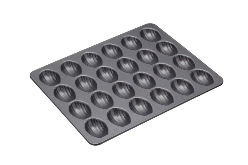 Master Class Kitchen Craft MasterClass KCMCHB92 Madeleine Tray with PFOA Non Stick Robust 1mm Carbon Steel 24 Hole Cake Mould Grey