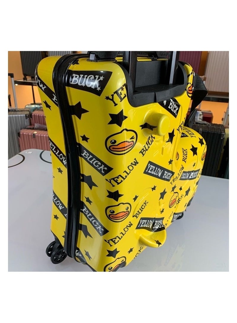 BLOOMING TIME Kids Ride on Suitcase Travel Trolley Case yellow - Image 2