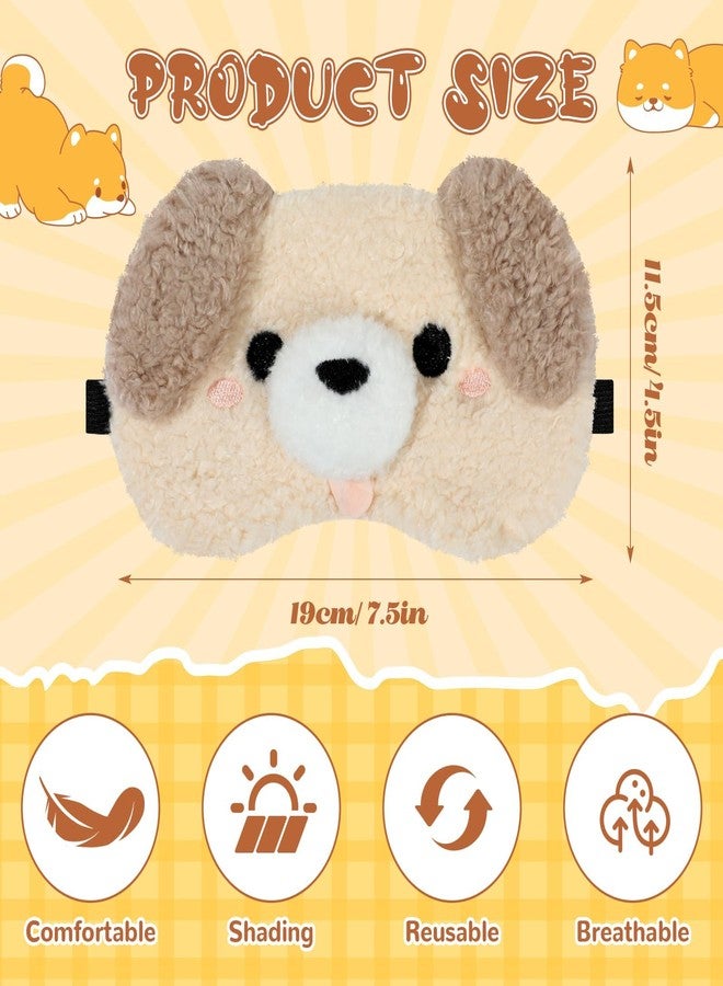 Pmeixcy 2PCS, Cute Sleep Mask, Cute Plush Dog Sleeping Mask - Adjustable Elastic Strap Eye Cover, Soft Puppy Blindfold for Blackout Sleep Travel Nap, Funny Cartoon Animal Eyeshade for Kids Adults Girls Boys - Image 2