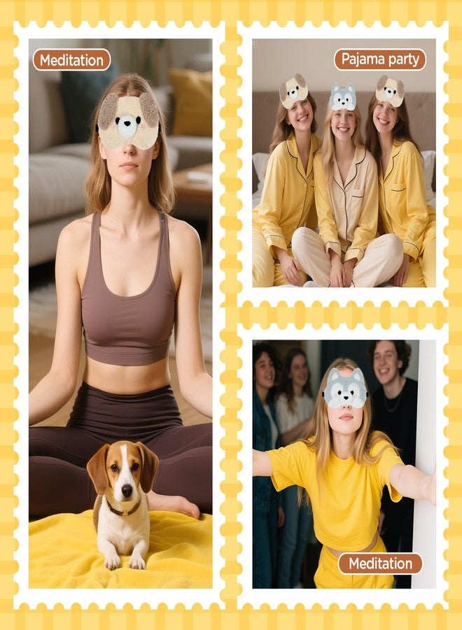 Pmeixcy 2PCS, Cute Sleep Mask, Cute Plush Dog Sleeping Mask - Adjustable Elastic Strap Eye Cover, Soft Puppy Blindfold for Blackout Sleep Travel Nap, Funny Cartoon Animal Eyeshade for Kids Adults Girls Boys - Image 5