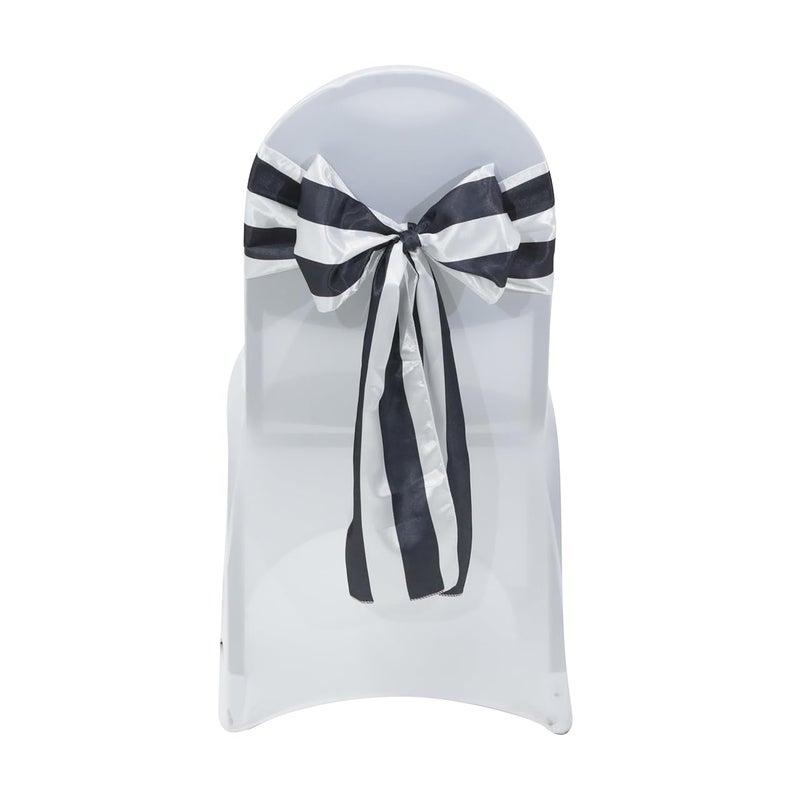 YOUR CHAIR COVERS - Satin Sashes Black/White Striped (Pack of 10), Chair Sashes for Weddings, Events, Hotels and Catering Services - Image 2