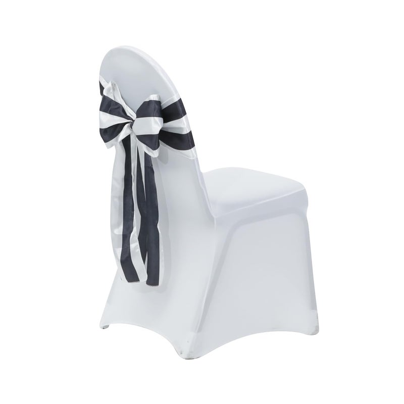 YOUR CHAIR COVERS - Satin Sashes Black/White Striped (Pack of 10), Chair Sashes for Weddings, Events, Hotels and Catering Services - Image 3