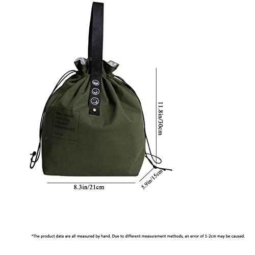 XINSHUN Canvas Drawstring Lunch Bag Insulated Lunch Bento Tote Bag Reusable Lunch Bag with Handle and Drawstring Closure for Women Work Picnic or Travel (COLOR1) - Image 4