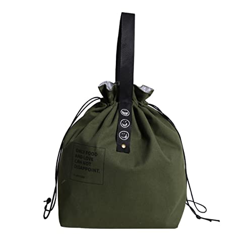 XINSHUN Canvas Drawstring Lunch Bag Insulated Lunch Bento Tote Bag Reusable Lunch Bag with Handle and Drawstring Closure for Women Work Picnic or Travel (COLOR1) - Image 1