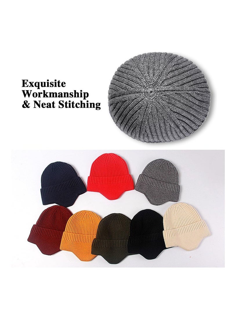 SYOSI Winter Beanies with Ear Flaps for Men Women, Stocking Caps Warm Ear Flap Hat with Fleece Lined Knit Brimmed Ski Cap - Image 5