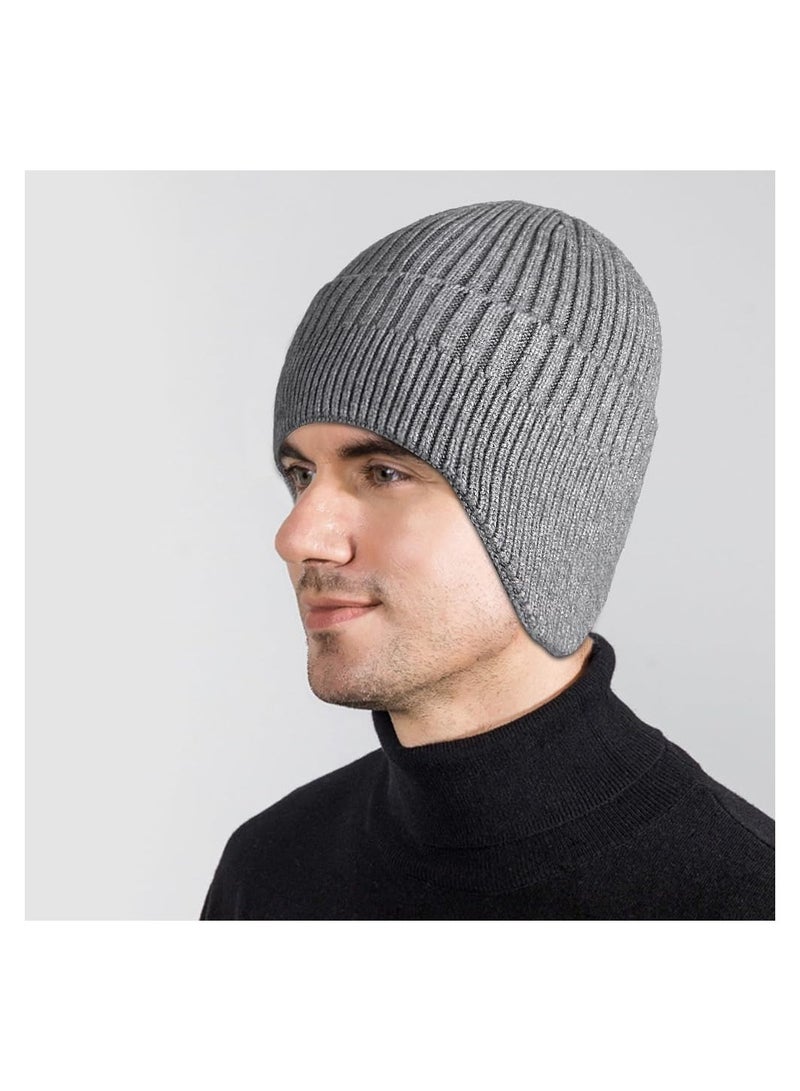 SYOSI Winter Beanies with Ear Flaps for Men Women, Stocking Caps Warm Ear Flap Hat with Fleece Lined Knit Brimmed Ski Cap - Image 4
