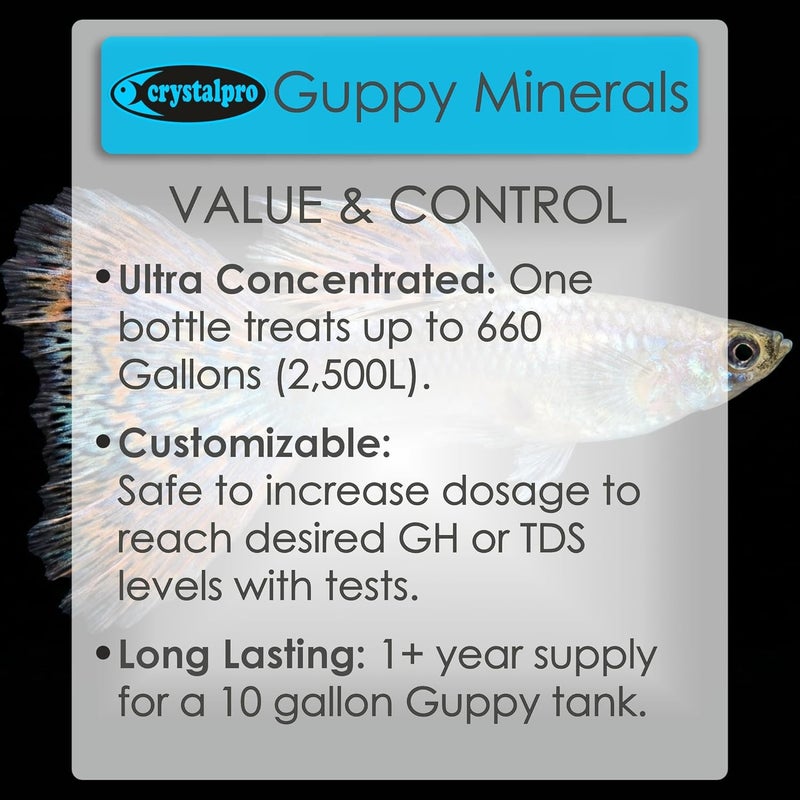 Crystalpro Guppy Minerals 4.22 Oz - Mineral Additive for Guppy-Replenishes Protective Coat Improves Respiration and General Health Freshwater Aquarium Salt (125 ml) - Image 3