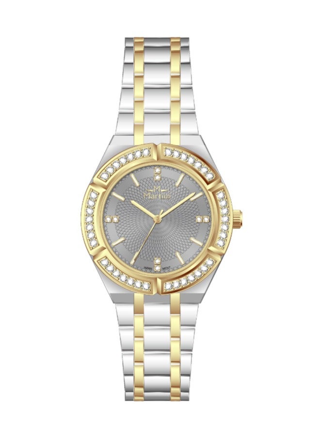 مارتيني ساعة مارتيني النسائية الأنيقة مينا رمادية أنيقة وسوار من الستانلس ستيل مقاومة للماء مثالية للارتداء الكاجوال والرسمي - Image 1