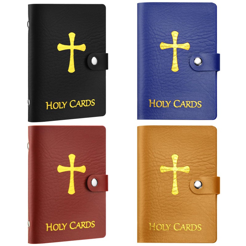 Eersida 4 Pcs Prayer Card Holder Carrying Each Case Hold to 40 Holy Card Holder Case Faux Leather with Snap Closure Holy Bag Organizer for Religious PrayerClassic - Image 3