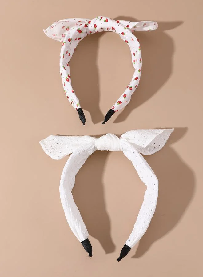 تايك تو طقم عصابات رأس دانتيل بطبعة فراولة قطعتين