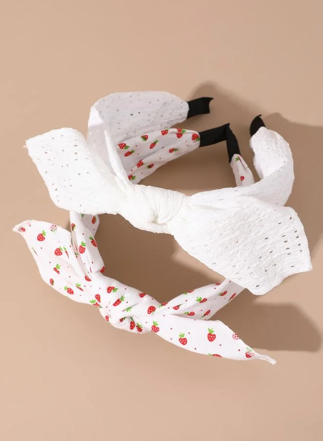 تايك تو طقم عصابات رأس دانتيل بطبعة فراولة قطعتين