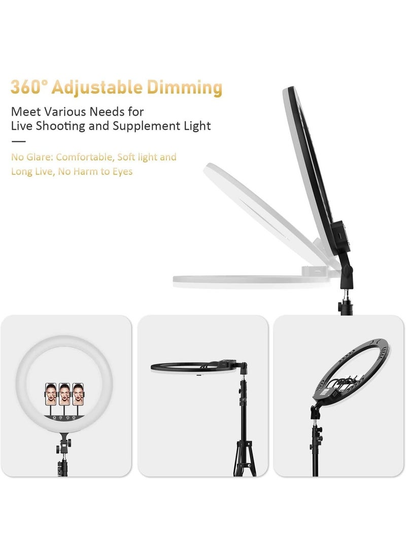 Generic 18 Inch LED Ring Light with Tripod Stand & Phone Holder – 3 Light Modes, 11 Brightness Levels (2700K-5500K) – Ideal for Makeup, TikTok, YouTube, and Photography  - Image 5
