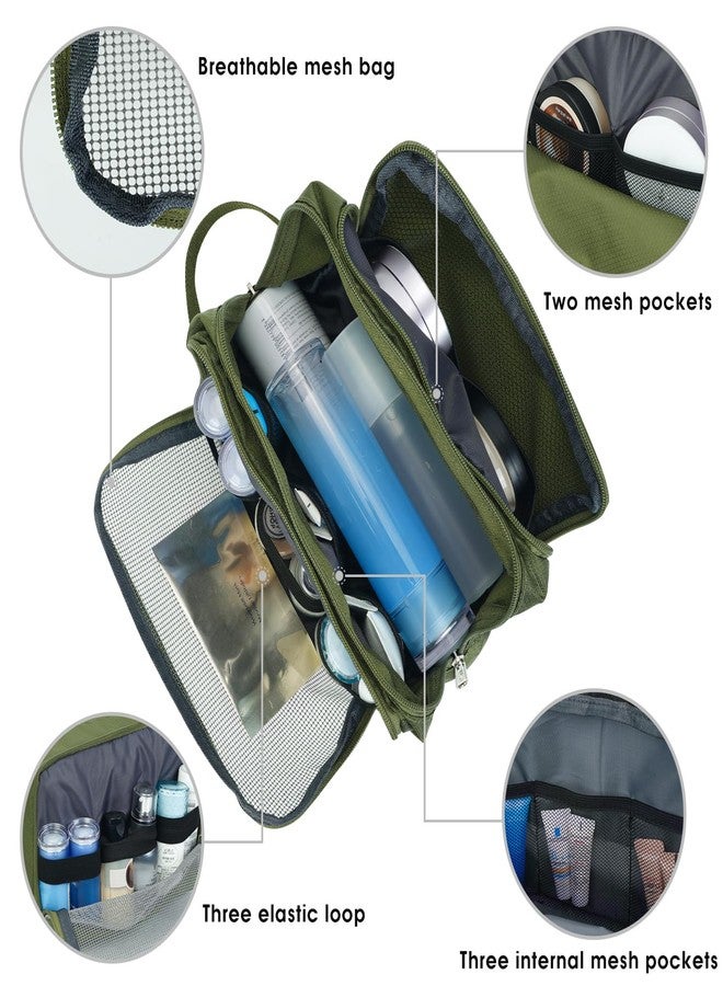 WANDF Toiletry Bag for Men Hanging Dopp Kit Water Resistant Shaving Bag Small Toiletry Bag for Traveling (Pure Green) - Image 3