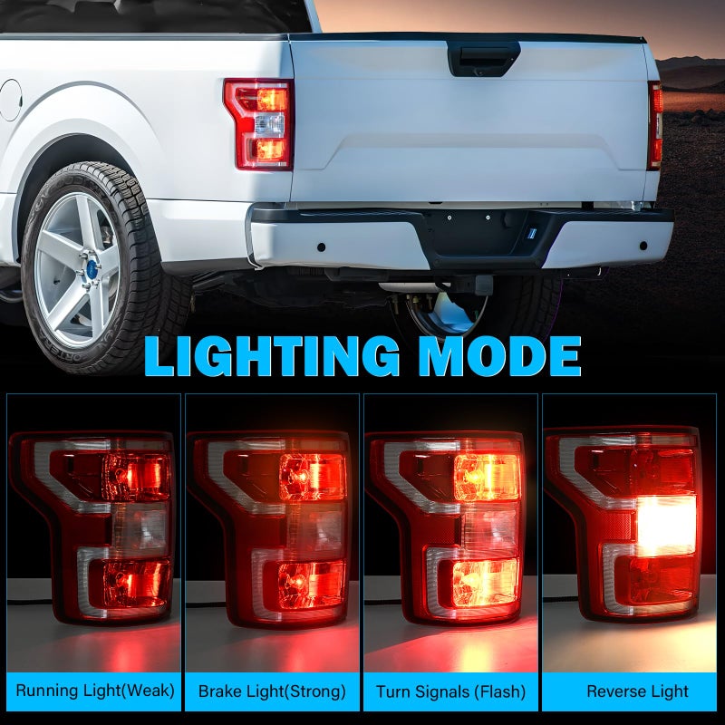 BeamTrack Tail Lights Assembly Compatible with 2018 2019 2020 Ford F-150 Left Driver Side Rear Light Brake Lamp Taillight with Bulb and Harness Replace JL3Z13405H - Image 3