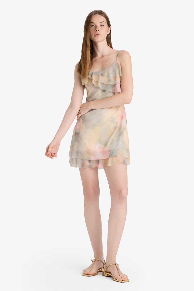 DeFacto Green Woman Fit And Flare Short Sleeve Knitted Dress Casual - Image 4