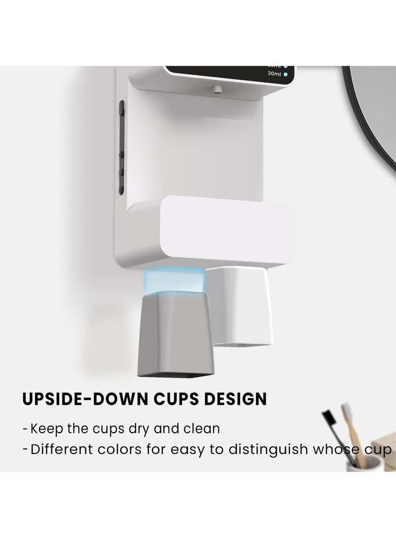 SYOSI Automatic Mouthwash Dispenser with 2 Cups, 700ml Capacity, Electric Dispenser with 10/20/30ml Settings, Dual Magnetic Cups for Kids and Adults, Ideal for Bathroom - Image 5