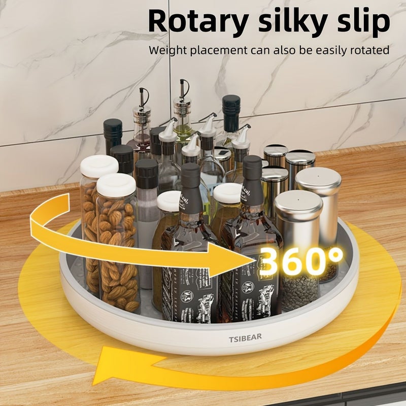 Gray Large Turntable Rotating Storage Rack Kitchen Spice Organizer - Image 2