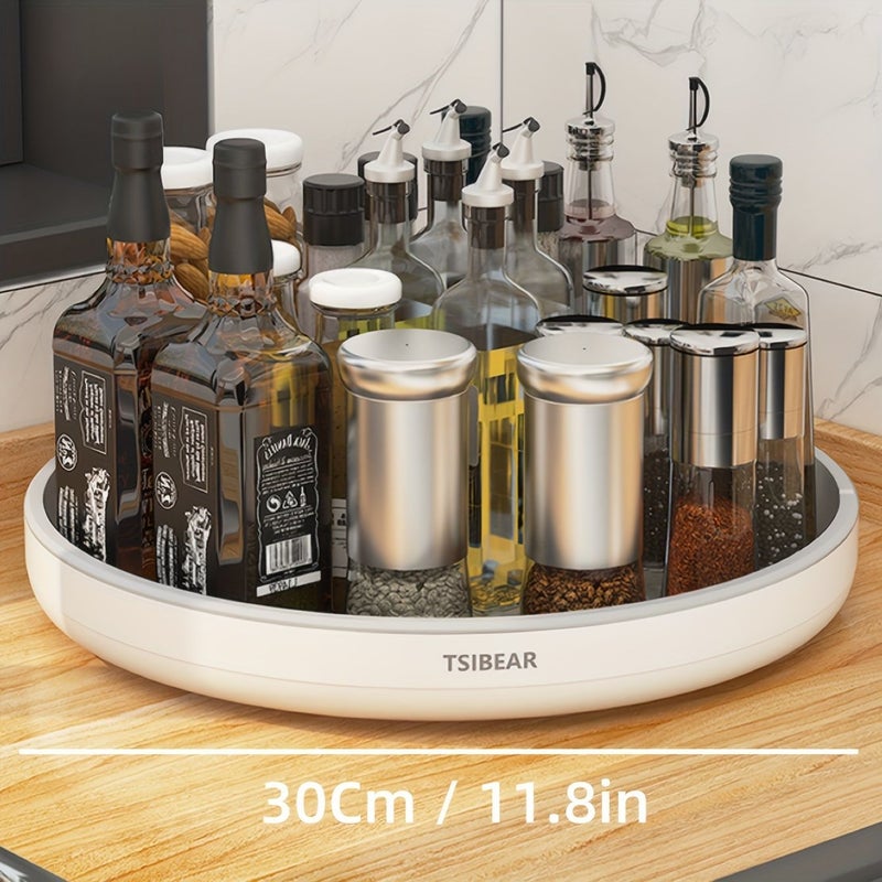 Gray Large Turntable Rotating Storage Rack Kitchen Spice Organizer - Image 3
