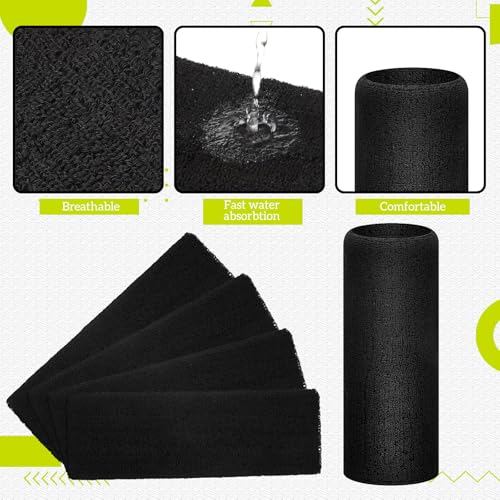 Chicingyou 4 Pcs 9.84 Inch Extra Long Wristbands Sweatbands Arm Sweat Bands Football Tennis Volleyball Basketball Bulk Elastic Wrist Sweatbands for Men Women Gymnastics Workout Running Outdoor Activity (Black) - Image 3
