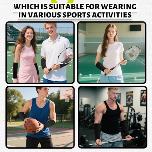 Chicingyou 4 Pcs 9.84 Inch Extra Long Wristbands Sweatbands Arm Sweat Bands Football Tennis Volleyball Basketball Bulk Elastic Wrist Sweatbands for Men Women Gymnastics Workout Running Outdoor Activity (Black) - Image 4