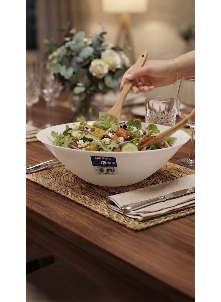 Luminarc large white salad bowl set for serving salads and food. - Image 3