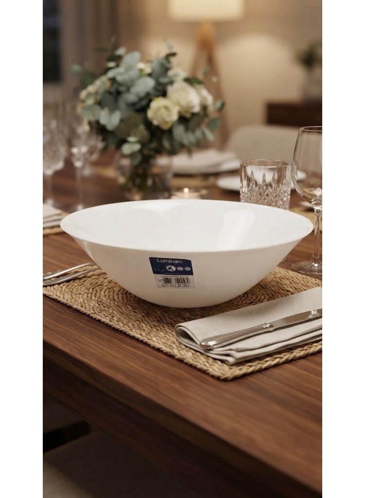 Luminarc large white salad bowl set for serving salads and food. - Image 4