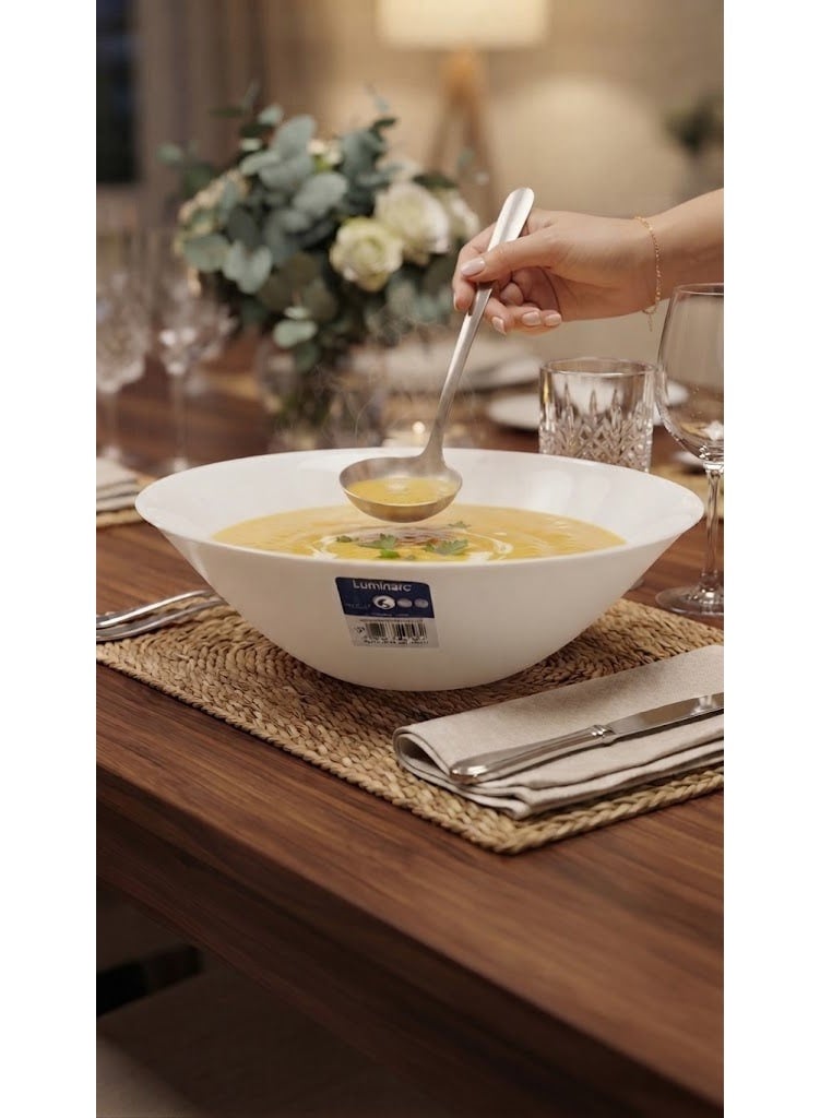 Luminarc large white salad bowl set for serving salads and food. - Image 5