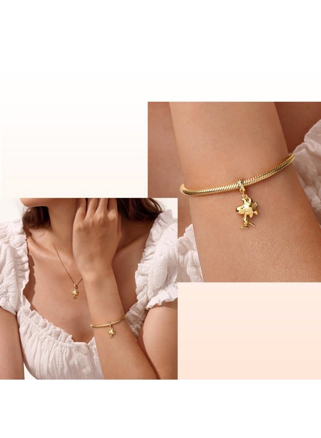 GNOCE Peanuts Standing Snoopy Pendant 925 Sterling Silver Beads Charms for Women and Girls Jewellery Gift for Fans (Woodstock) - Image 5