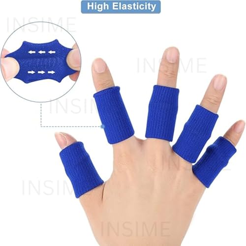 INSIME Finger protector for cricket, volleyball | Finger tape for cricket fielding finger cover bandage | Finger support for pain relief basketball volleyball finger protection | (Pack of 10) (Blue) - Image 3