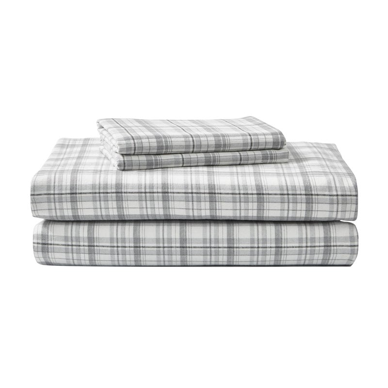 Eddie Bauer  King Sheet Set Warm Breathable Cotton Flannel Bedding with Deep Pockets Brushed for Extra Softness Cozy Home Decor OekoTex Certified Beacon Hill Ivory King