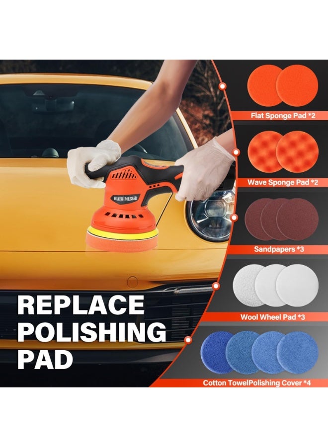 ZLH HITY جهاز تلميع السيارات اللاسلكي مع بطاريتين ليثيوم قابلة لإعادة الشحن 12 فولت، 8 سرعات متغيرة، 2800-5500 دورة في الدقيقة، جهاز تلميع بدون فرشاة مناسب لتلميع السيارات والقوارب، والتفاصيل، والتشميع، وإزالة الخدوش - Image 3