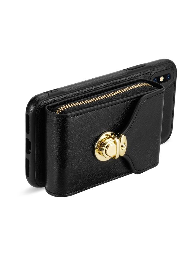 S-TOP Case For iPhone XS / X Zipper Hardware Card Wallet Phone Case - Image 4