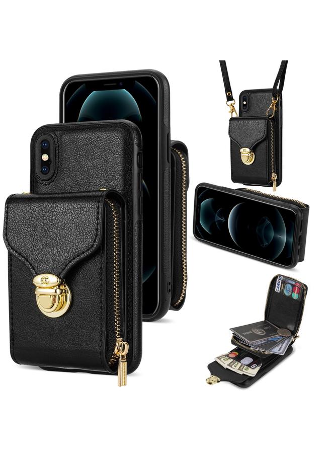 S-TOP Case For iPhone XS / X Zipper Hardware Card Wallet Phone Case - Image 1