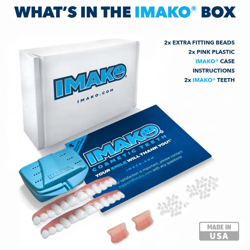 Imako Premium Cosmetic Uppers - 2 Pack - Large, Bleached White - DIY Smile Makeover - Made in USA - Image 5