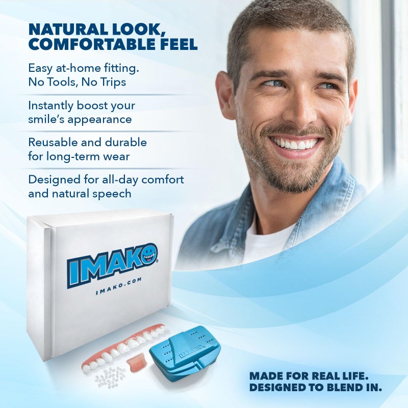 Imako Premium Cosmetic Uppers - 2 Pack - Large, Bleached White - DIY Smile Makeover - Made in USA - Image 4