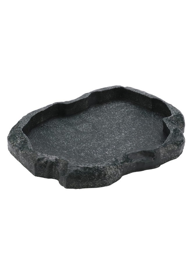DAUERHAFT Reptile Food and Water Dish Feeder Bowl, Reptile Rock Food Dish for Tortoise Lizard Bearded Dragon Frog Leopard Gecko Snake (Emerald Black) - Image 1