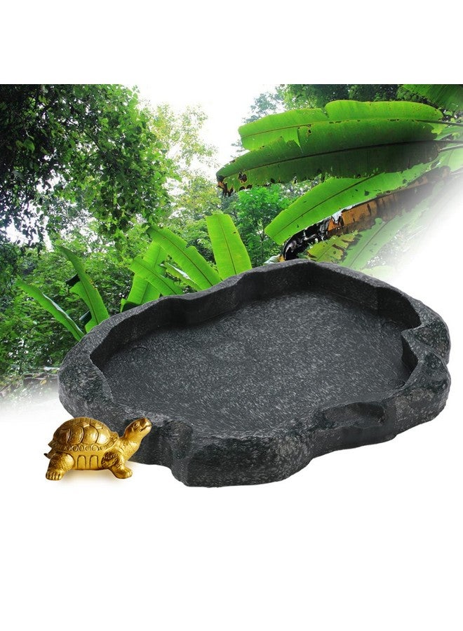 DAUERHAFT Reptile Food and Water Dish Feeder Bowl, Reptile Rock Food Dish for Tortoise Lizard Bearded Dragon Frog Leopard Gecko Snake (Emerald Black) - Image 4
