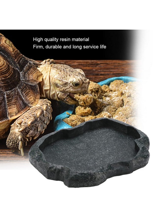 DAUERHAFT Reptile Food and Water Dish Feeder Bowl, Reptile Rock Food Dish for Tortoise Lizard Bearded Dragon Frog Leopard Gecko Snake (Emerald Black) - Image 2