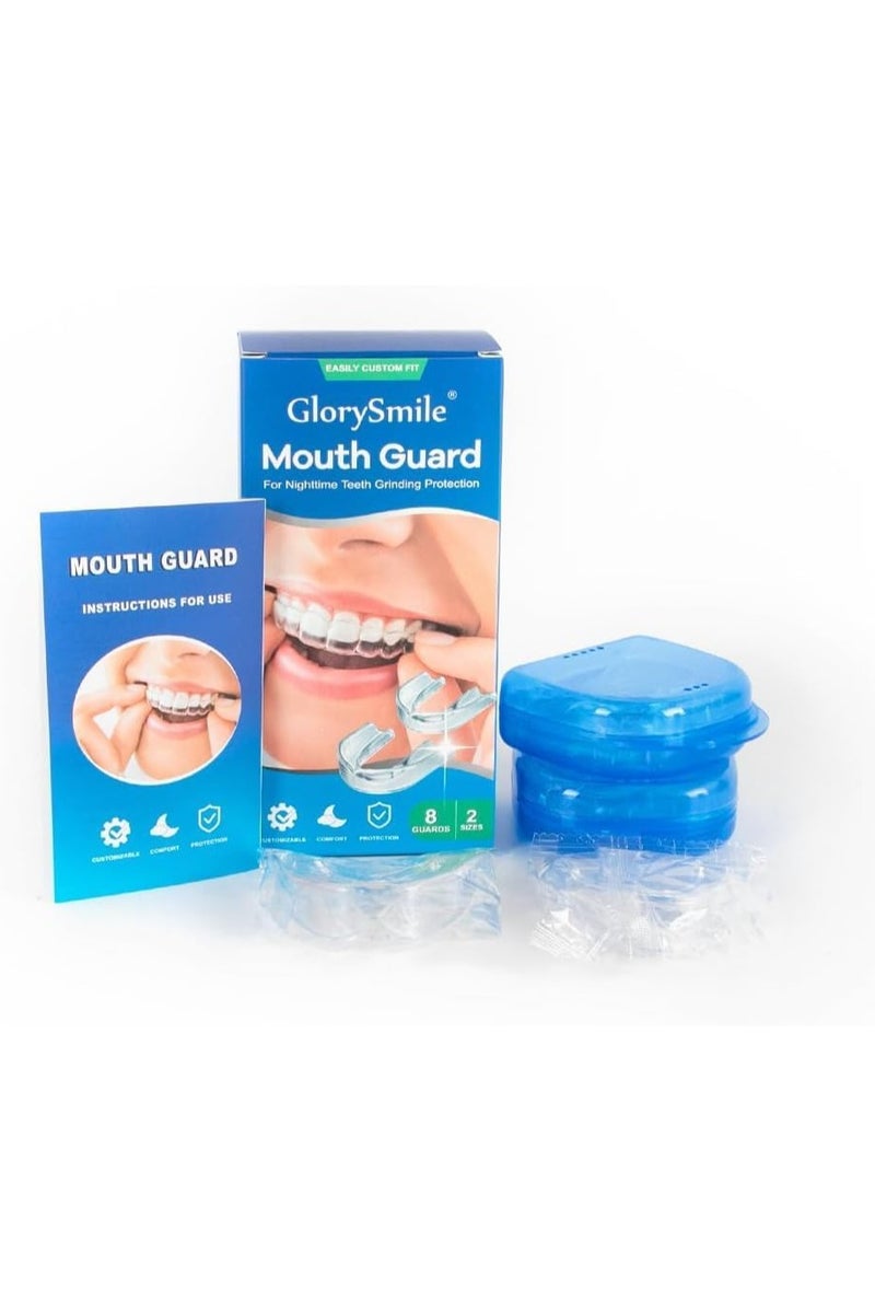 GlorySmile Night Mouth Guard for Teeth Grinding - 8-Pack Moldable Mouthguards to Reduce Teeth Grinding and Clenching While Sleeping - Custom Night Guards in 2 Sizes with 2 Travel Cases - Comfortable and Convenient for Nighttime Teeth Protection and Grinding - Image 2