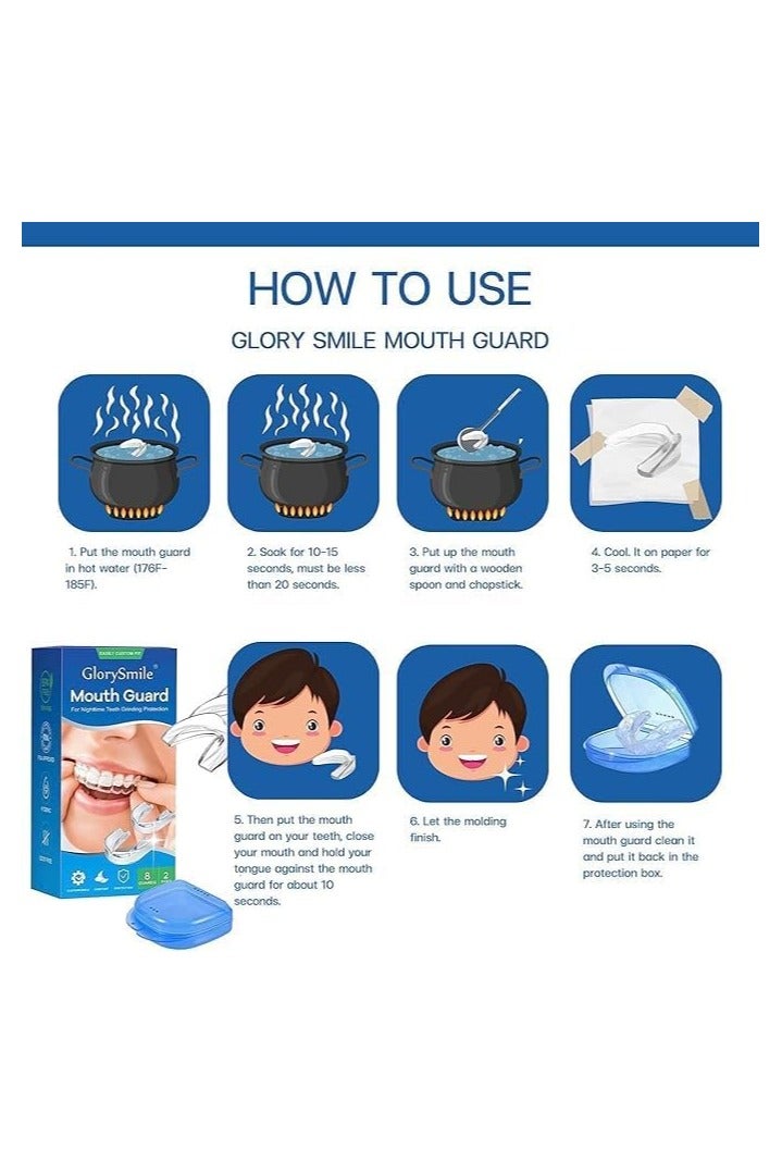 GlorySmile Night Mouth Guard for Teeth Grinding - 8-Pack Moldable Mouthguards to Reduce Teeth Grinding and Clenching While Sleeping - Custom Night Guards in 2 Sizes with 2 Travel Cases - Comfortable and Convenient for Nighttime Teeth Protection and Grinding - Image 5