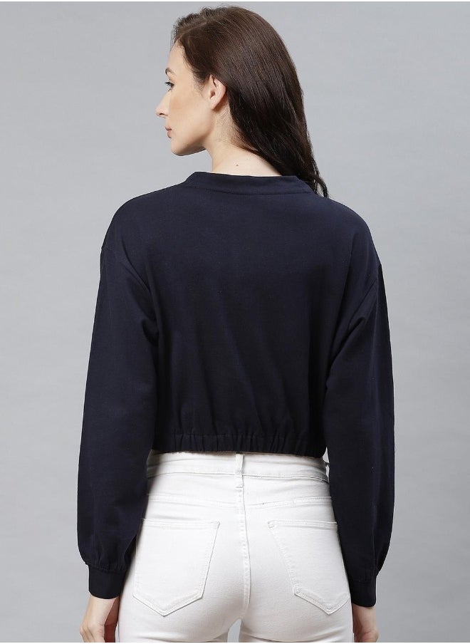 Hubberholme Navy Blue Sweatshirt For Women  - Image 4